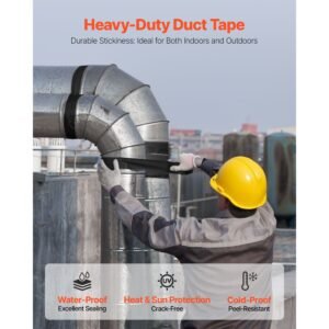 duct tape, 1.88 in x 35 yards, 1 pack, waterproof and temperature resistant, no residue strong adhesive heavy duty duct tape, tear by hand, for indoor and outdoor repairs, all weather, black