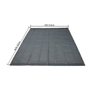 dump truck mesh tarp, 8 x 18 ft, pvc coated black heavy duty cover with 5.5" 18oz double pocket, brass grommets, reinforced double needle stitch webbing fits manual or electric dump truck system