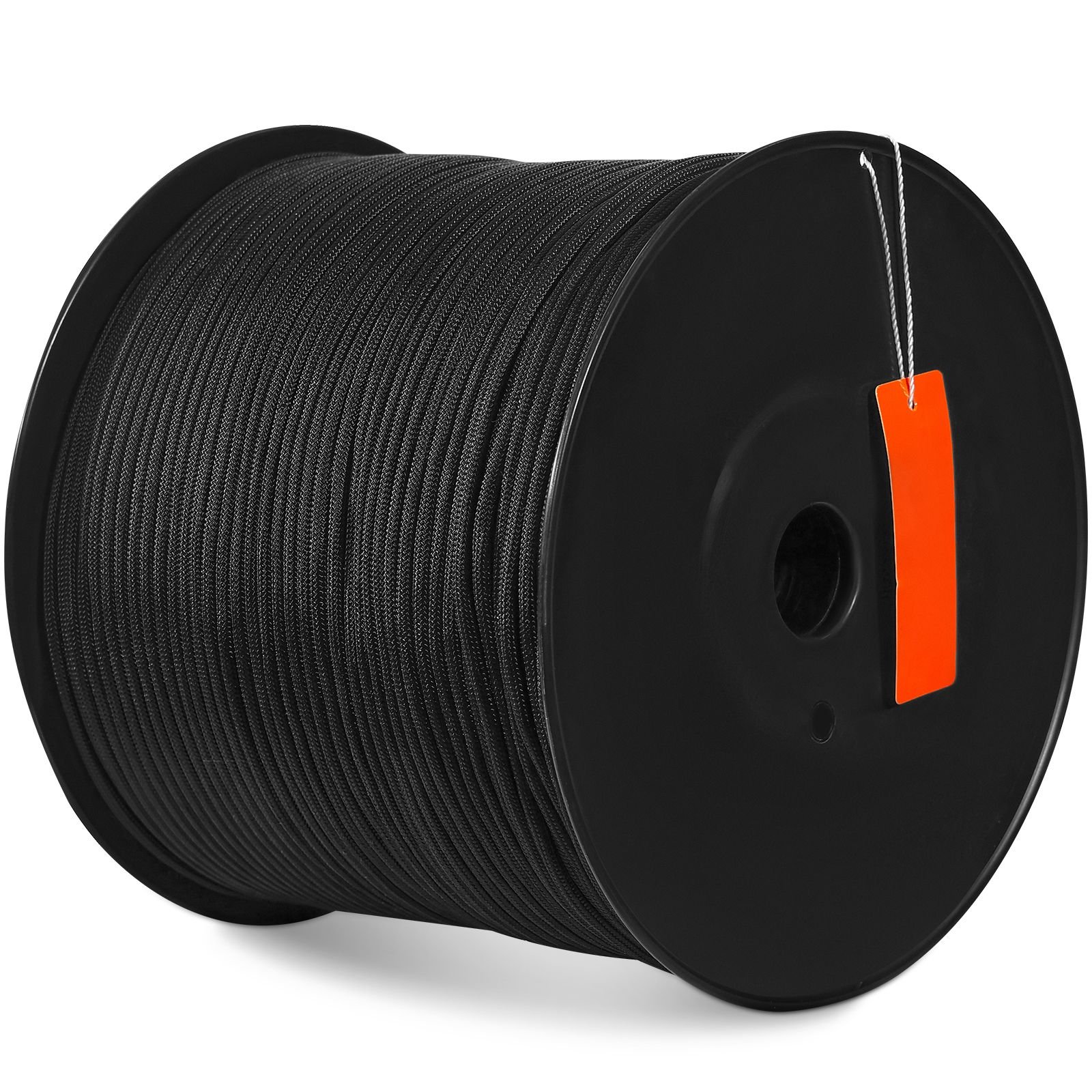 durable nylon cord, 3/16 inch x 1000 ft, 32 strand design, 720 lbs load capacity, multi purpose rope for outdoor adventures, tree work, and emergency situations, black
