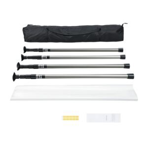 dust barrier poles, 12 ft dust barrier system with 4 telescoping poles, 32.8x13.12 ft plastic film, and carry bag, for interior decoration and painting projects