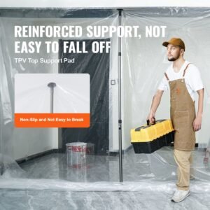 dust barrier poles, 12 ft dust barrier system with 4 telescoping poles, 32.8x13.12 ft plastic film, and carry bag, for interior decoration and painting projects