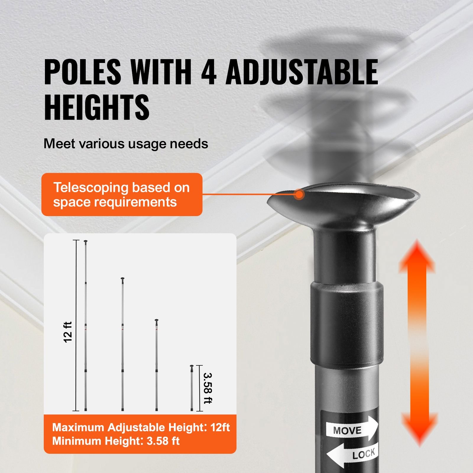 dust barrier poles, 12 ft dust barrier system with 4 telescoping poles, 32.8x13.12 ft plastic film, and carry bag, for interior decoration and painting projects