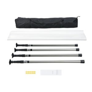dust barrier poles, carry bag, 10 ft poles with 4 telescoping poles, and 32.8x13.12 ft plastic film, for interior decoration and painting projects