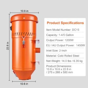 dust collection system: 1.6 hp dust collector media reclaimer with 1.8 gallon capacity universal fit for sandblaster cabinets and media blasters