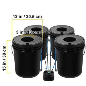 dwc hydroponic system, 5 gallon 4 buckets, deep water culture growing bucket, hydroponics grow kit with pump, air stone and water level device, for indoor/outdoor leafy vegetables