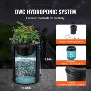 dwc hydroponics grow system deep water culture with top drip 1 bucket 5gal