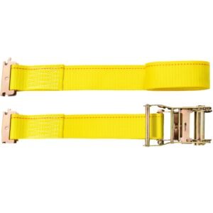 E Track Ratchet Strap, 18PCS 2" x 15' E-Track Straps 4400 LBS Breaking Strength, with Polyester Webbing & Spring Fitting & Ratchets, Durable Tie-Downs for Motorcycles, Tire, Trailer Loads