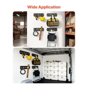 e track tie down rail kit, 4 pack 1.3 ft e tracks set, 21 pcs includes 2 ratchet straps & 4 o rings & 4 tie offs with d ring & 2 single slots & 8 end caps & 1 bag, fit for garages vans trailers