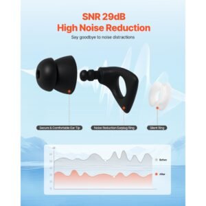ear plugs for sleeping noise cancelling, nrr 25 db reusable high noise reduction earplugs, flexible silicone soft earplug with 12 ear tips in m / l, for sleeping, working, studying & traveling
