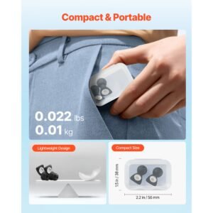 ear plugs for sleeping noise cancelling, nrr 25 db reusable high noise reduction earplugs, flexible silicone soft earplug with 12 ear tips in m / l, for sleeping, working, studying & traveling