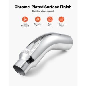 elbow exhaust tip, 4 inch inlet, 6 inch outlet, 23 in overall length, chrome turn down exhaust tip with clamp for truck, sedan, sports car, suv, chrome structure for high temperature resistance