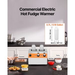 electric bottle warmer with bottles, 0.8x2 lcommercial cheese dispenser, hot fudge warmer 86 185 f temp adjustable, plastic double bottles nacho cheese warmer, for hot fudge cheese caramel