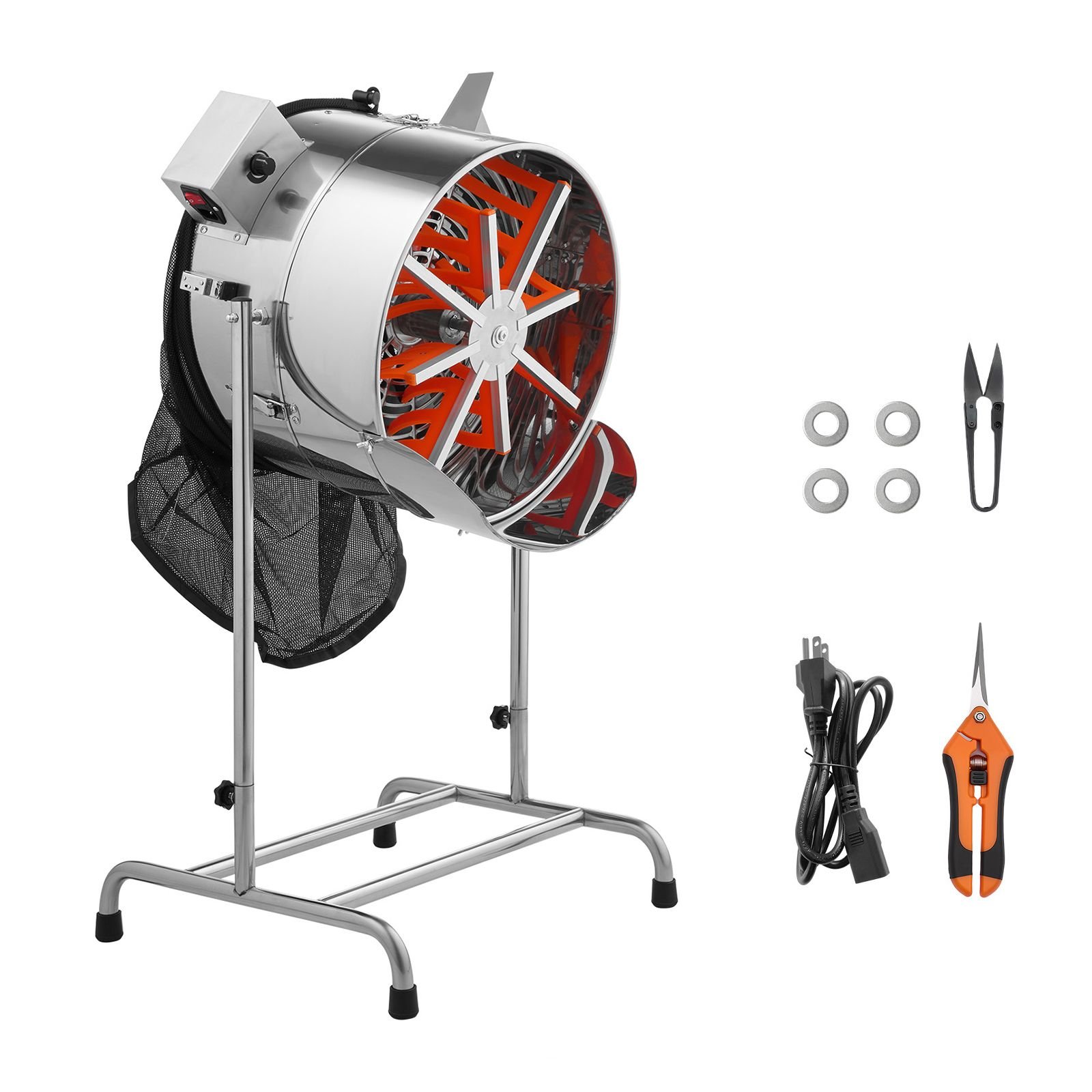 electric bud leaf trimmer, 18 in tiltable bud trimmer with sharp stainless steel blades, adjustable speed, hydroponic cutting machine with collection bag hand pruner & scissors, for leaves buds