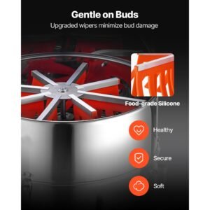 electric bud leaf trimmer, 18 in tiltable bud trimmer with sharp stainless steel blades, adjustable speed, hydroponic cutting machine with collection bag hand pruner & scissors, for leaves buds