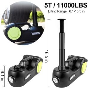 electric car jack 5 ton car jack hydraulic with electric impact wrench, led light hydraulic auto repair tool, 135 360 mm lifting range for suv mpv sedan truck repair