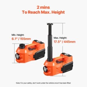 electric car jack, 5 tons /11000 lbs, electric scissor jack with built in inflator, 12v adjustable tire change replacement with secure hammer & led light, portable jack kit for sedan, suv, truck
