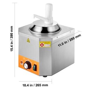 electric cheese dispenser with pump, 2.4l commercial hot fudge warmer, plastic pump dispenser, 86 230 fahrenheit temp adjustable nacho cheese sauce warmer, for hot fudge cheese caramel