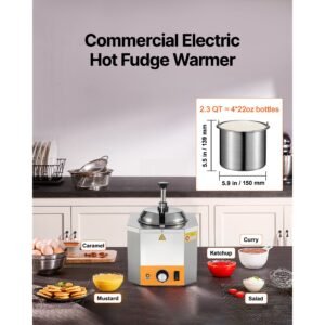 electric cheese dispenser with pump, 2.4l commercial hot fudge warmer, stainless steel heated pump dispenser, 86 230 f temp adjustable nacho cheese sauce warmer, for hot fudge cheese caramel