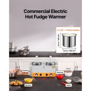 electric cheese dispenser with pumps, 2.4x2 l commercial hot fudge warmer, plastic double pumps dispenser, 86 230 f temp adjustable nacho cheese sauce warmer, for hot fudge cheese caramel