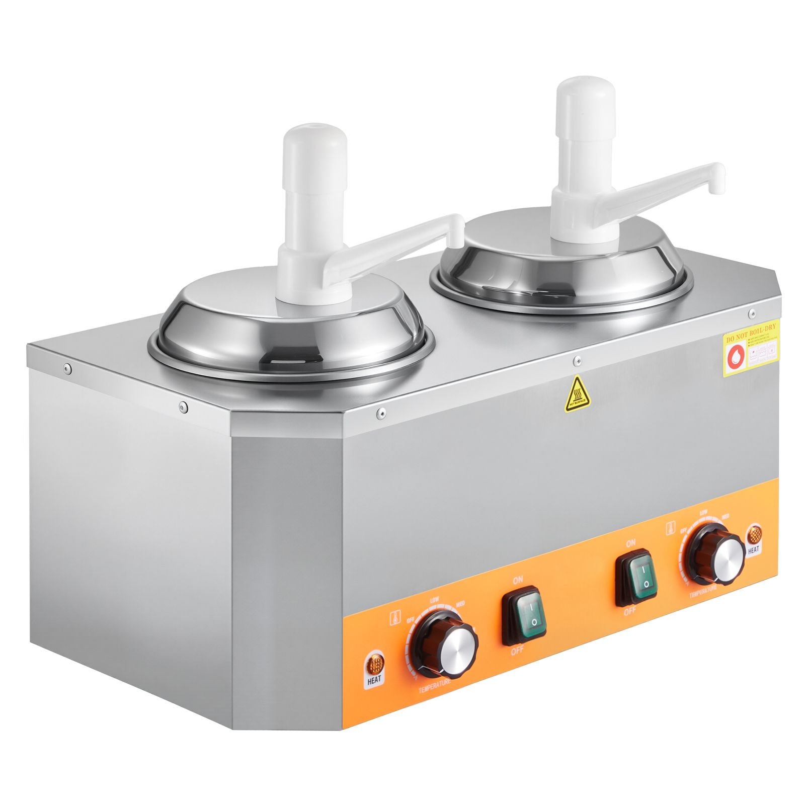 electric cheese dispenser with pumps, 2.4x2 l commercial hot fudge warmer, plastic double pumps dispenser, 86 230 f temp adjustable nacho cheese sauce warmer, for hot fudge cheese caramel