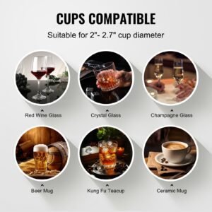 electric commercial glass washer, 5 brush bar glass cleaner, 1200 cups/hour wine glass cleaning machine, bar glass washer for champagne glasses, beer cups, mugs, perfect for bars and cafes