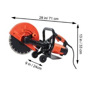 electric concrete saw, 12 in, 1800 w motor circular saw cutter with max. 4.5 in adjustable cutting depth, wet disk saw cutter includes water line, pump and blade, for stone, brick