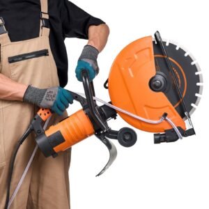 electric concrete saw, 16 in, 3200 w motor circular saw cutter with max. 5 in adjustable cutting depth, wet disk saw cutter includes water line, pump and blade, for stone, brick