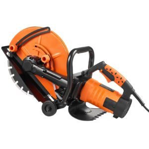 electric concrete saw, 16 in, 3200 w motor circular saw cutter with max. 5 in adjustable cutting depth, wet disk saw cutter includes water line, pump and blade, for stone, brick