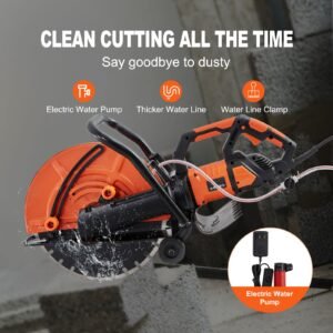electric concrete saw, 16 in, 3200 w motor circular saw cutter with max. 6 in adjustable cutting depth, wet disk saw cutter includes water line, pump and blade, for stone, brick