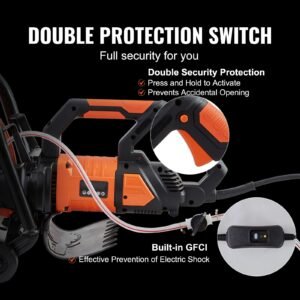 electric concrete saw, 16 in, 3200 w motor circular saw cutter with max. 6 in adjustable cutting depth, wet disk saw cutter includes water line, pump and blade, for stone, brick