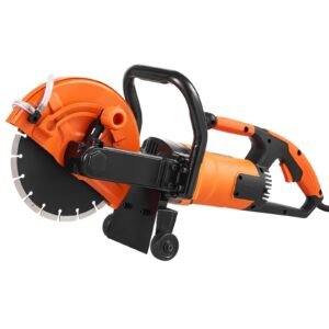 electric concrete saw, 9 in, 1800 w motor circular saw cutter with 3.5 in cutting depth, wet/dry disk saw cutter includes water line, pump and blade, for stone, brick