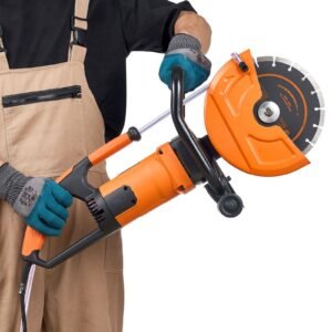 electric concrete saw, 9 in, 1800 w motor circular saw cutter with 3.5 in cutting depth, wet/dry disk saw cutter includes water line, pump and blade, for stone, brick