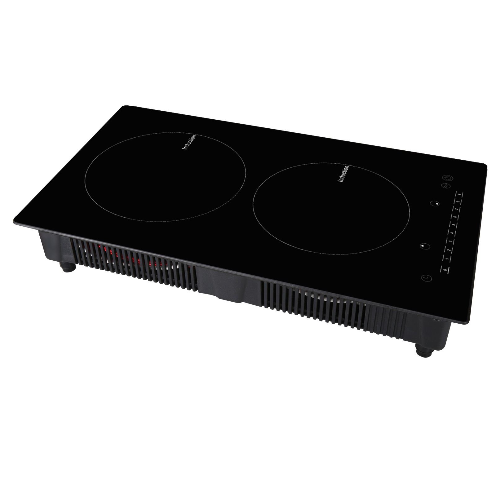 electric cooktop, 2 burners, 12'' induction stove top, built in magnetic cooktop 1800w, 9 heating level multifunctional burner, led touch screen w/ child lock & over temperature protection