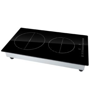 Electric Cooktop, 2 Burners, 12'' Induction Stove Top, Built-in Magnetic Cooktop 3000W, 9 Heating Level Multifunctional Burner, LED Touch Screen w/ Child Lock & Over-Temperature Protection