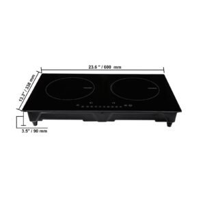 electric cooktop, 2 burners, 24'' induction stove top, built in magnetic cooktop 1800w, 9 heating level multifunctional burner, led touch screen w/ child lock & over temperature protection