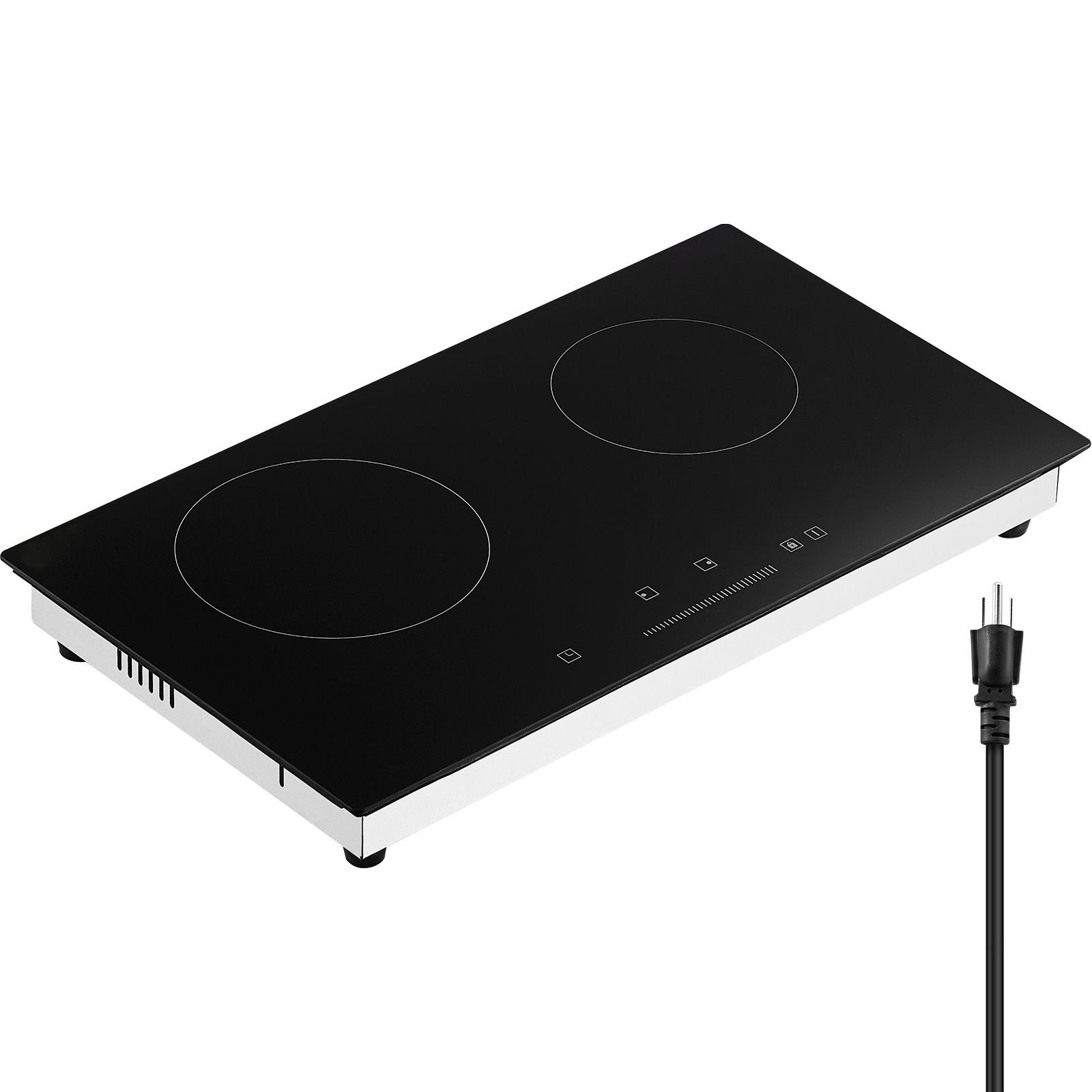 electric cooktop, 24 inch 2 burners built in electric stove top, 1800w ceramic top radiant cooktop with glass panel, touch control, timer, child lock, 9 heat level, residual heat indicator, 120v