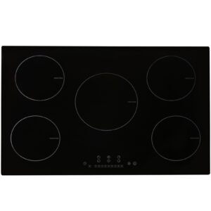 electric cooktop, 5 burners, 30'' induction stove top, built in magnetic cooktop 9200w, 9 heating level multifunctional burner, led touch screen w/ child lock & over temperature protection