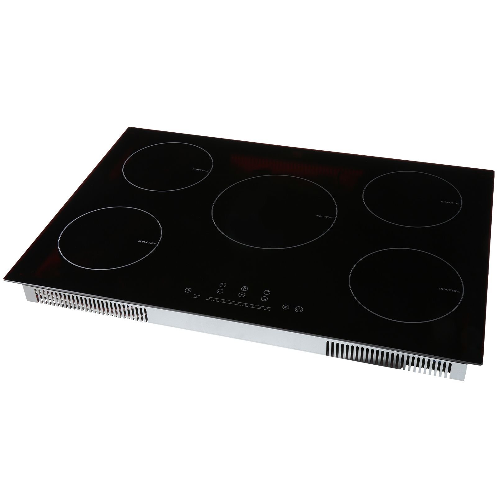 electric cooktop, 5 burners, 30'' induction stove top, built in magnetic cooktop 9200w, 9 heating level multifunctional burner, led touch screen w/ child lock & over temperature protection