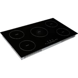 electric cooktop, 5 burners, 36'' induction stove top, built in magnetic cooktop 9200w, 9 heating level multifunctional burner, led touch screen w/ child lock & over temperature protection