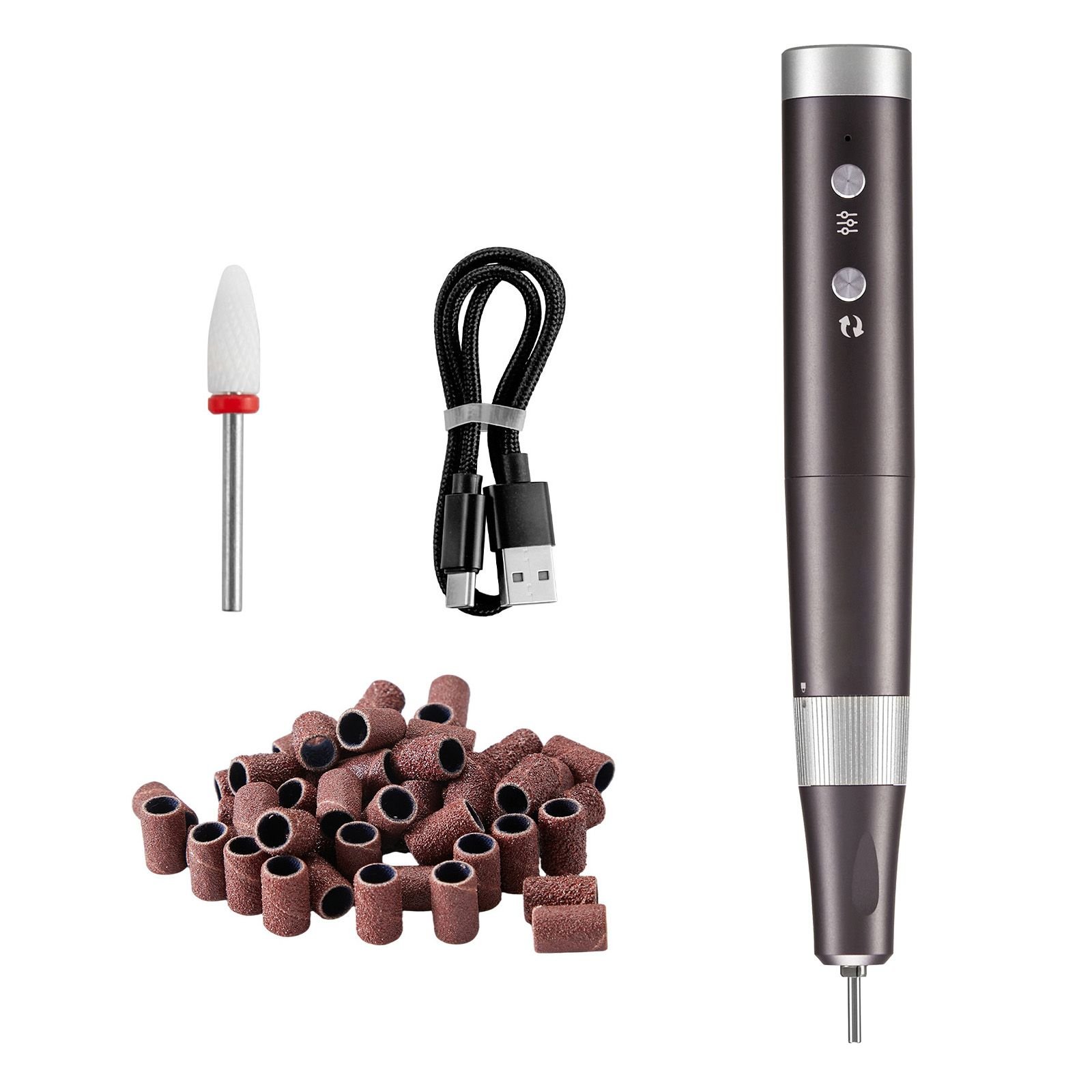 electric cordless nail drill, 30,000rpm variable speed rechargeable nail e file machine, portable manicure pedicure polisher with 50pcs sanding bands for dead skin removal, nail surface smooth