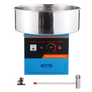 electric cotton candy machine, 1000w candy floss maker, commercial cotton candy machine with stainless steel bowl, sugar scoop, and drawer, perfect for home kids birthday, family party, blue