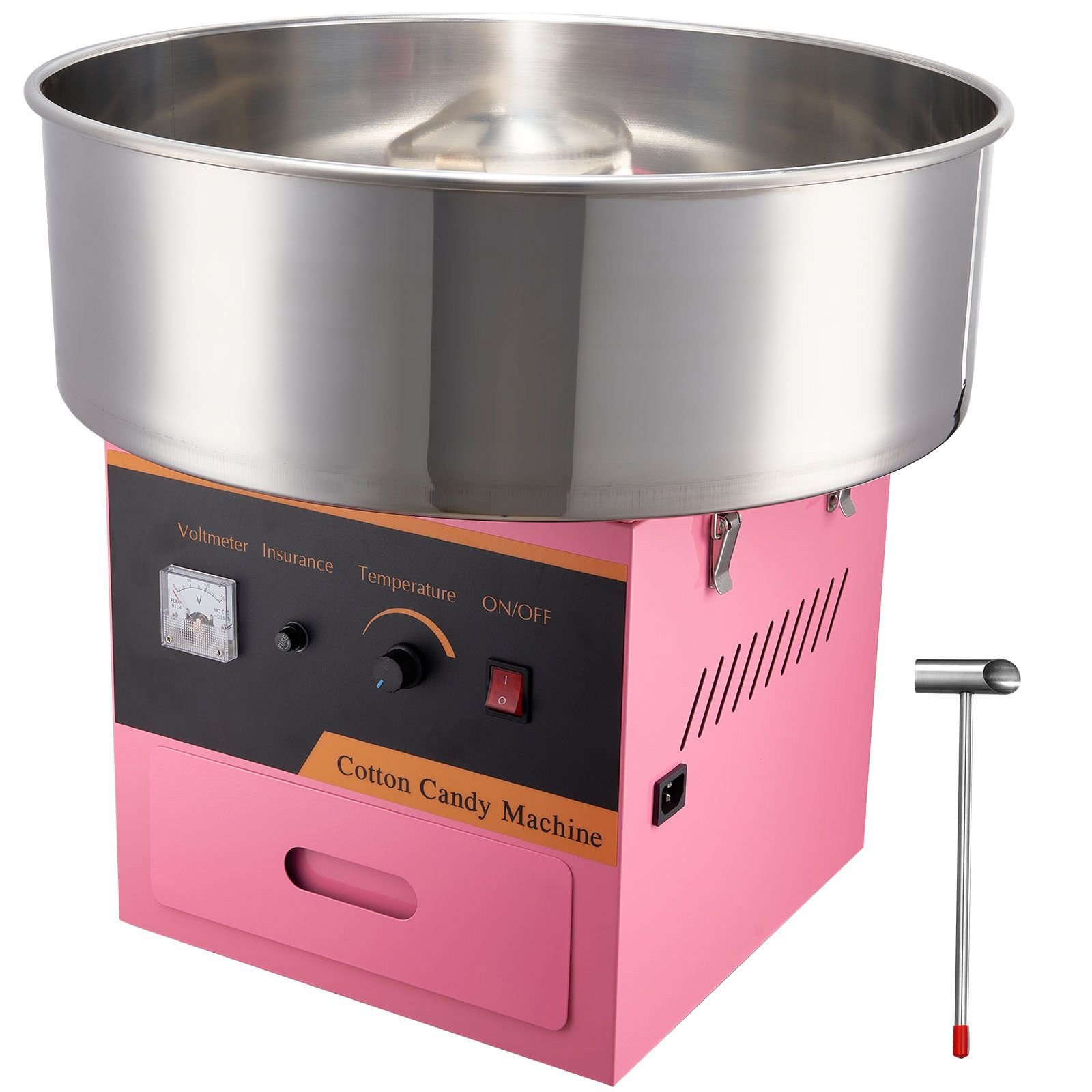 electric cotton candy machine, 1000w candy floss maker, commercial cotton candy machine with stainless steel bowl, sugar scoop, and drawer, perfect for home kids birthday, family party pink