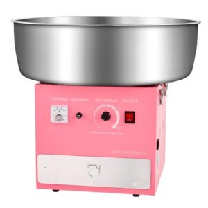 electric cotton candy machine, 1000w commercial candy floss maker with 20.5 in stainless steel bowl, sugar scoop, and drawer, easy home use, perfect for kids birthday, family party, pink
