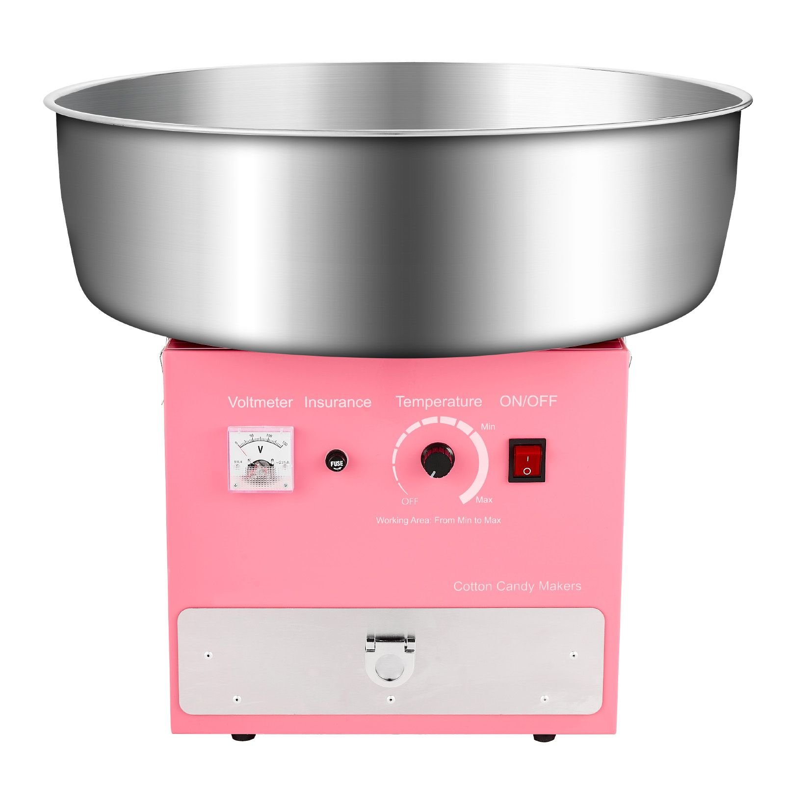electric cotton candy machine, 1000w commercial candy floss maker with 20.5 in stainless steel bowl, sugar scoop, and drawer, easy home use, perfect for kids birthday, family party, pink