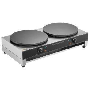 electric crepe maker, 16 inch double head commercial crepe machine, 3400w flat plate crepe griddle, nonstick stainless steel pancake making, desktop circular cereals pancake stove, ac120v 60hz