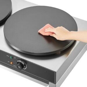 electric crepe maker, 16 inch double head commercial crepe machine, 3400w flat plate crepe griddle, nonstick stainless steel pancake making, desktop circular cereals pancake stove, ac120v 60hz