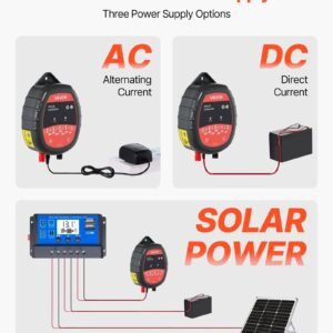 electric fence charger, 10kv 1j, ac dc electric fence energizer with led indicator, 1.86 miles range, powerful plug in fences charger, prevents wild animals intrusion for livestock poultry
