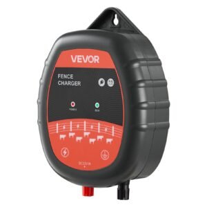 Electric Fence Charger, 10kV 1J, AC DC Electric Fence Energizer with LED Indicator, 1.86 Miles Range, Powerful Plug-in Fences Charger, Prevents Wild Animals Intrusion for Livestock Poultry