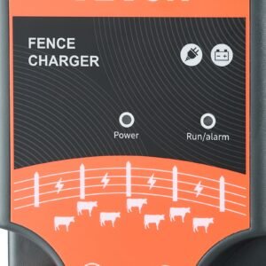 electric fence charger, 10kv 2j, ac dc electric fence energizer with led indicator, 1.86 miles range, powerful plug in fences charger, prevents wild animals intrusion for livestock poultry