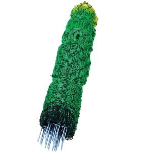 electric fence netting, 35" h x 164' l, pe net fencing with posts & double spiked stakes, utility portable mesh for goats, sheep, lambs, deer, hogs, dogs, used in backyards, farms, and ranches